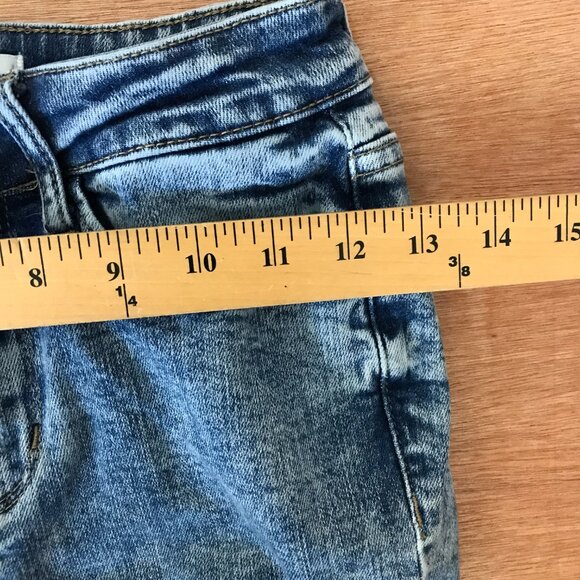 Judy Blue Skinny Fit Jeans Women 0/24 Blue Medium Rise Distressed Raw Hem Preppy - Picture 11 of 13